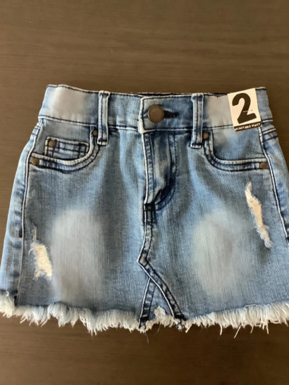 NWT Cotton on Kids Girls Blue Denim Skirt & Grey Butterfly Tee Size 2 Outfit Set